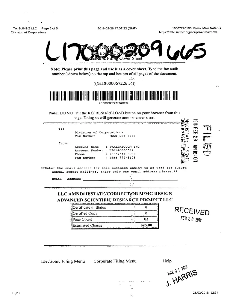 LLC Name Change Certificate