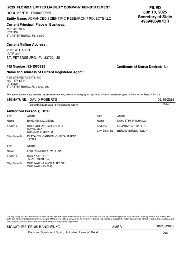 LLC Reinstatement 2025